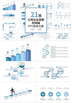 蓝色简约公司企业发展时间轴图表设计PPT模板宣传PPT动态